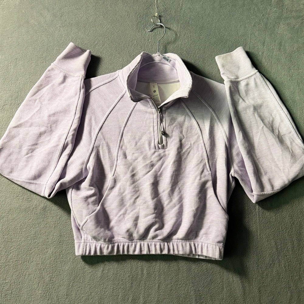 Lululemon Scuba Oversized Half Zip Waffle Knit Pullover Lilac Purple XS/S